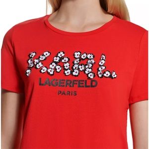Karl Lagerfeld Graphic Print Scoop Neck T Shirt Size Small